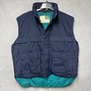 WearGuard Vest Men 2XL Navy Blue Nylon Workwear Utility Full Zip Sleeveless